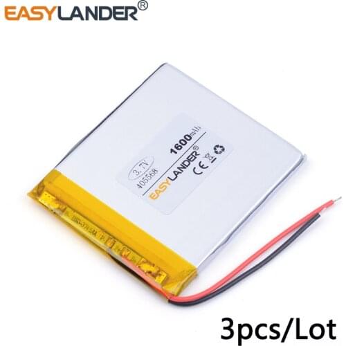 3pcs /Lot 3.7v lithium Li ion polymer rechargeable battery 405568 1600MAH For Mobile Power Bank DIY E-book Vedio Game PDA Tools