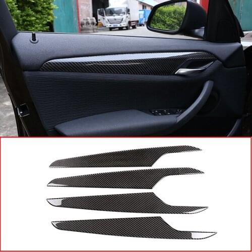 4 Pcs Soft Carbon Fiber For BMW X1 E84 2011-2015 Inner Door Decoration Strips Trim Car Accessories