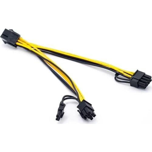 5PCS Splitter Cable Power Connector 20cm Cable GPU PCI-E 6Pin to Double PCI-E PCI Expres 6Pin+2Pin