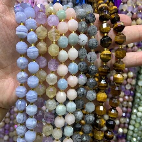 9-10mm Natural Purple Agates Amethysts Morgan Rutilate Tiger Eye Stone Beads 15'' Round DIY Loose Beads For Jewelry Making Beads