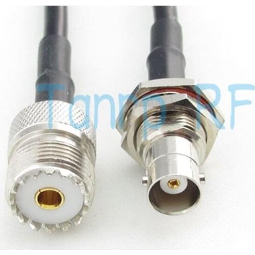 Free Shipping! RF 50cm RG58 extension cable 20inch Pigtail coaxial jumper cable BNC female nut bulkhead to UHF female