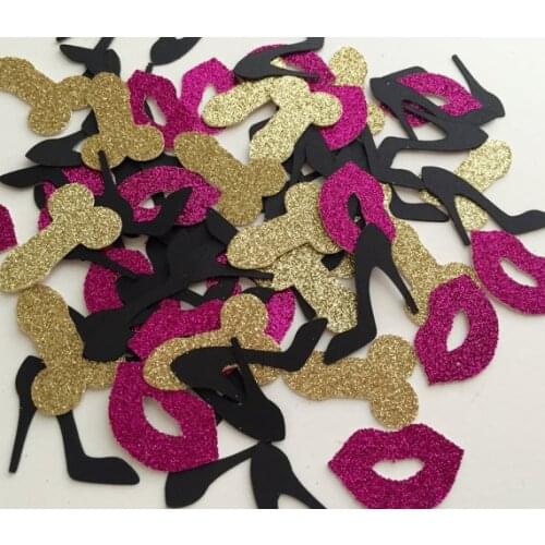Glitter Penis &heels lips Bachelorette Party Penis Last Fling before the Ring Dirty Thirty Wedding Table scatters cards