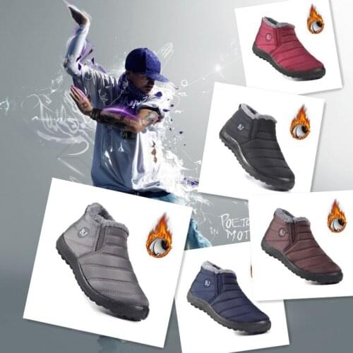 2020 Winter Warm Ankle Boots Couple Large Anti-skiing Boots Outdoor Waterproof Footwear Couple Flat Plush Cotton Boots