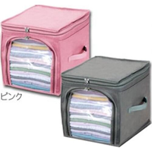 Household Zipper Folding Clothing Storage Bag Box Bamboo Coal Visual Organizer Gray Clothing Bedding Under Bed Suit Shoes Case