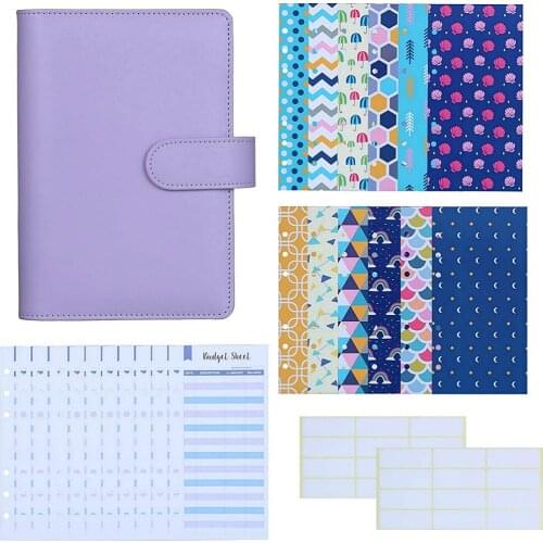 Budget Cash Envelopes System A6 Pu Leather Binder Cover 12 Pieces A6 Binder Cash Envelopes For Planner Organizer