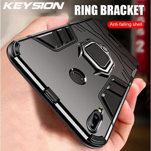 KEYSION Shockproof Armor Case For Samsung Galaxy A30 A20 A10 Stand Holder Car Ring Phone Cover for Samsung Galaxy A20 A30 A10 50