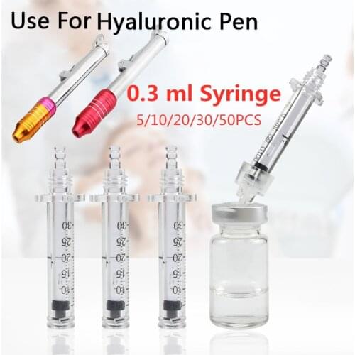 Disinfected 0.3 ml Syringe Ampoule Head For Hyaluron Pen High Pressure Lifting Lip Wrinkle Removal Water Syringe Mesotherapy Gun