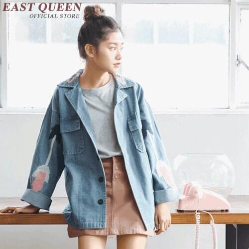 Boyfriend denim jacket teens denim jacket for women spring jacket women 2018 embroidered denim jacket KK340