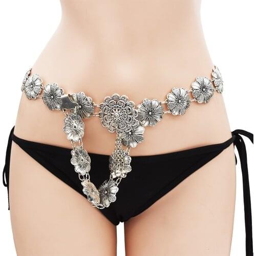 Tribal Metal Belly Chains for Women Hollow Out Flower Waist Body Dance Chain Gypsy Turkish Indian Sexy Body Jewelry Gift