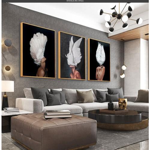 Feathers Womans Pictures Abstract Canvas Painting Oil Painting Wall Art Print Modern Poster Picture For Living Room Home Decor