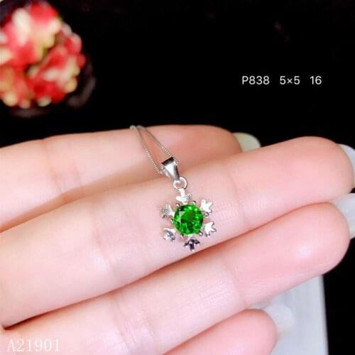 KJJEAXCMY boutique jewelry 925 pure silver inlaid natural diopside lady Necklace Pendant support detection