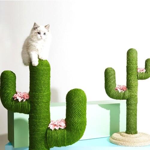 Cactus Shape Cat Scratcher Frame Natural Sisal Cat Climbing Pole Jumping Platform Cat Toy Furniture & Scratchers Cat Tree Tower