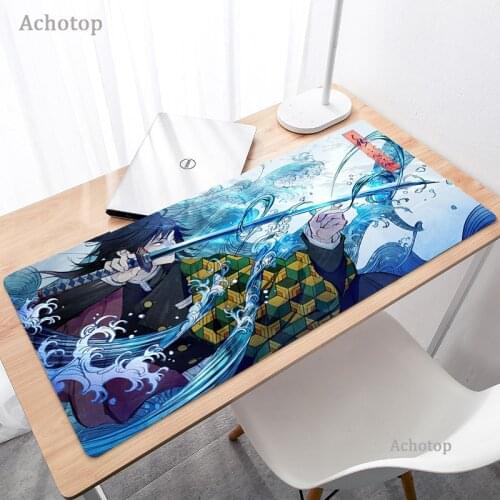 Demon Slayer Pad Mouse Computer Gamer Mouse Pad 800X300mm Padmouse Agatsuma Zenitsu Mousepad Ergonomic Gadget Office Desk Mat