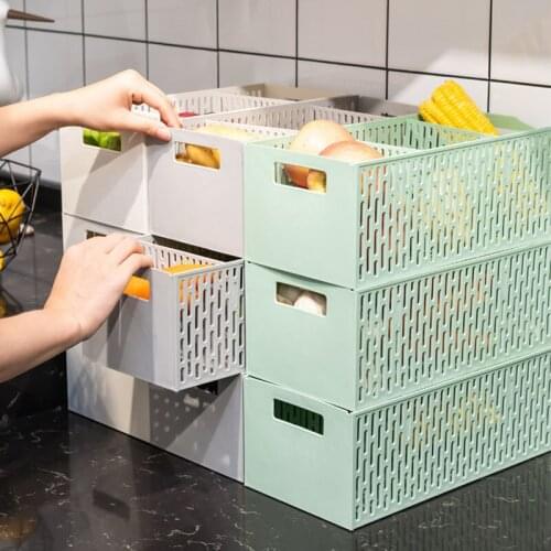Kitchen Compartment Fruit Baskets Drain Rack Storage Box Food Storage Containers Desk Makeup Organizer Kitchen Organizers