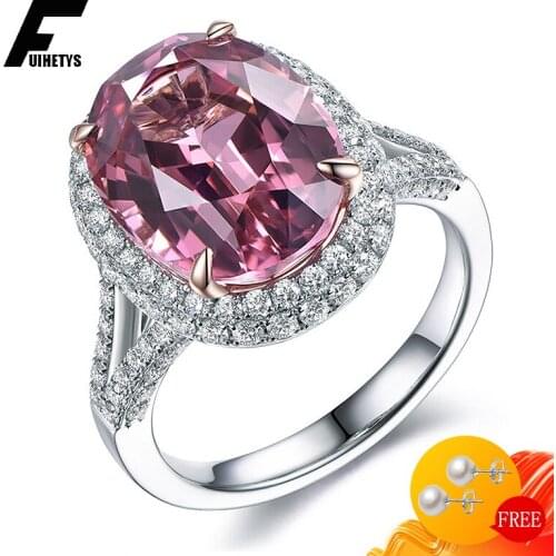 Trendy Ring 925 Silver Jewelry Oval Created Zircon Gemstone Open Finger Rings for Women Wedding Engagement Wholesale Accessories
