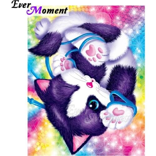 Ever Moment Diamond Painting Cat Color Mosaic Decoration For Home Full Square Drill Diamond Embroidery Cross Stitch ASF1907