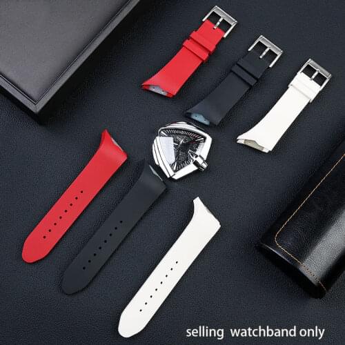 Inclined silicone watchband for H-a-milton Rubber Watch Strap adventure series h24655331 Elvis Presley black waterproof 25mm