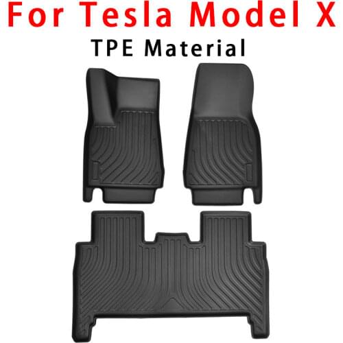 For Tesla Model X S Floor Mat Waterproof Non-slip Modified Accessories 3Pcs/Set TPE Fully Surrounded Special Foot Pad