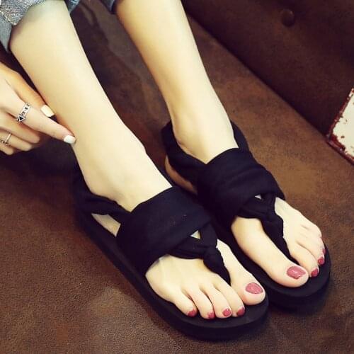 Fashion New Women Shoes Flip Flops EVA Sole Cloth Belt Summer Bohemian Style Beach Sandals