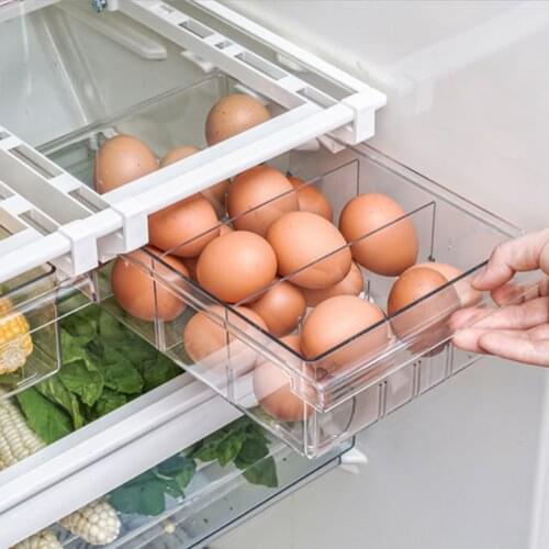 Refrigerator Organizer Storage Box Food Container Plastic Transparent Fridge Storage Bin Containers Pull-Out Storage Box