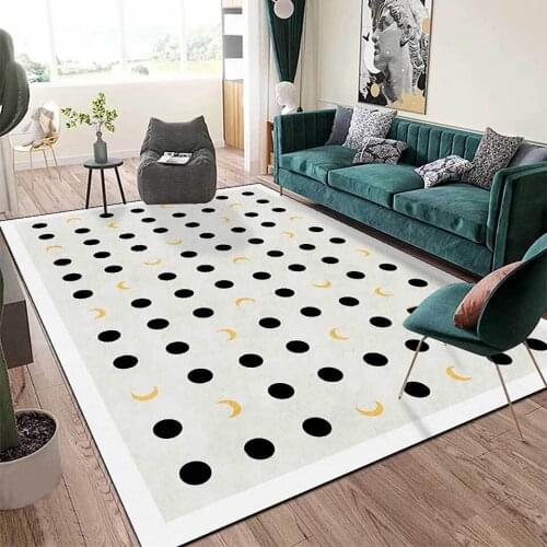 Simple Light Luxury Style Rug Modern Fashion Living Room Coffee Table Mat Black Round Dot Moon Bedroom Bedside Anti-slip Mat