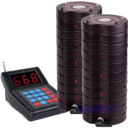 SHIHUI 20 Coaster Pagers 1 Keypad Caller New black pager Wireless Calling System Guest Queuing Paging System
