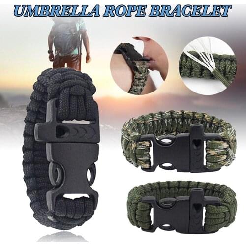 Survival Emergency Bracelet Paracord Parachute Cord Weaving Cord For Camping Hiking Outdoor Accessories with Buckle Whistle