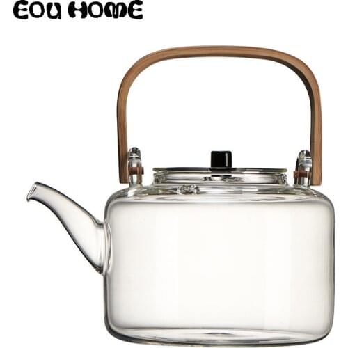 1100ml Glass Teapots Heat-resistant Explosion-proof Boiled Teapot Kung Fu Tea Set Boiled Water Special Bamboo Handle Beam Pot