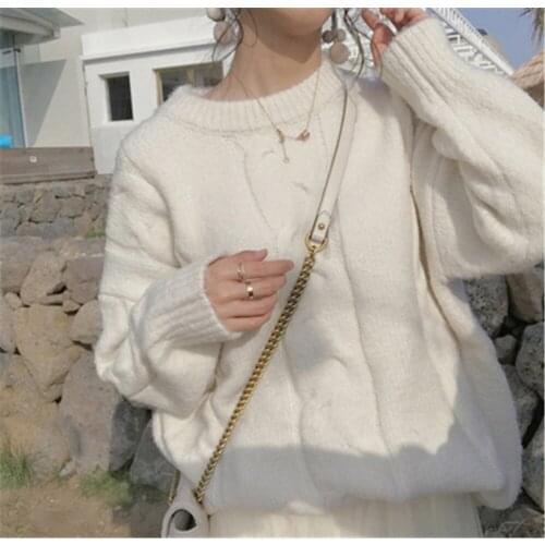 Sweaters Women Trendy Spring Fall Basic All-match Simple Ladies Knitwear Purple Japanese Style Elegant College Girls Clothing