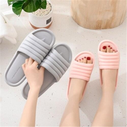 Women Non Slip Cute Slippers Summer Fashion Simple Indoor Sandals Men Beach Bathroom Slipper Couple EVA Soft Bottom Slipper 5z