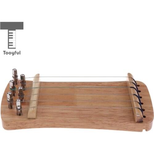 Tooyful Exquisite Solid Wood Mini 6 String Guzheng Chinese Zither Hand Trainer Gu Zheng Finger-training Exerciser