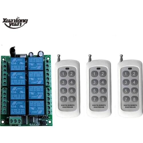 Universal Wireless Remote Switch Control DC 12V 24V 8CH Relay Receiver Module Transmitter Lock Control Room Lights 315/433 MHz