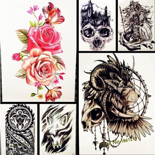 Brave As Siberian Lions Indian Warrior Waterproof Temporary Tattoo Men Body Art Flash Tattoo Stickers 17*10cm Fake Car Styling