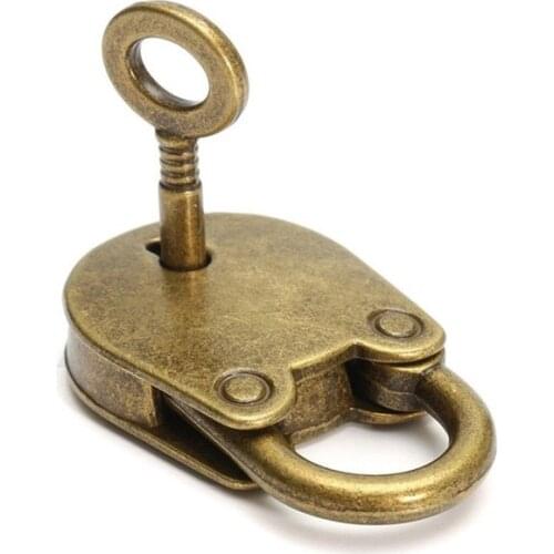 Locks Metal Old Vintage Style Mini Padlock Small Luggage Box Key Lock Bronze Color Home Usage Hardware Decorations