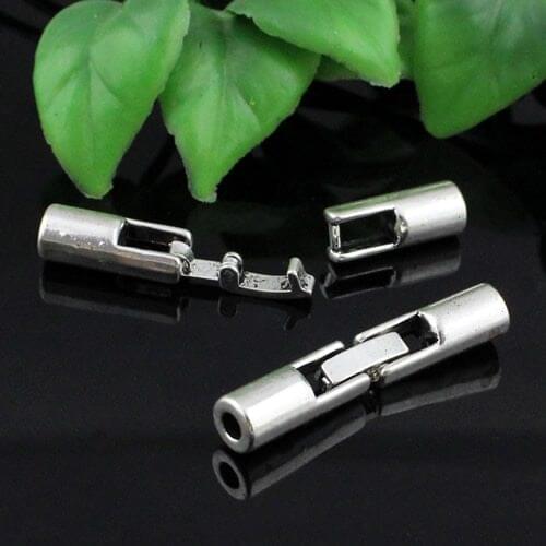 Fit 3mm Cord Fold Over Lobster Clasps For Necklace Bracelet Connectors Chain DIY Making Accessory Length: 34mm 10pcs K04263