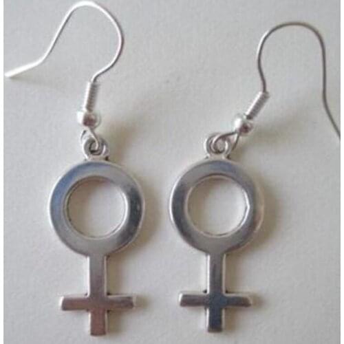 1Pair/Lot Female Symbol Dangly Earring Feminist Symbol Charm Drape Earring DIY Fashion Women Jewelry Gifts