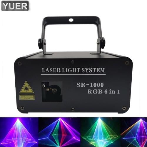 1W RGB 6IN1 Animation Laser DJ Disco Light Strobe Party Stage Lighting Effect Voice Control Projector Light For Dance Floor