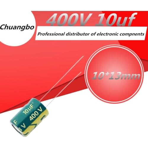 10pcs 10*13mm 10uf 400V plug-in aluminum electrolytic capacitor size 10*13 400V 10uf 20