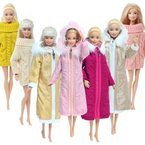100% Handmade Doll Sweater for Barbie Doll Winter Party Wear Mixed Color Pink White Princess Doll Outfit Clothes Accessories 1/6
