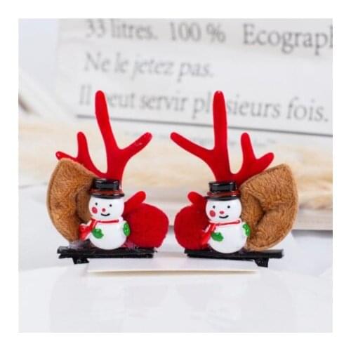 2pcs Cute Christmas Antler Hair Clips Deer Ear Hairpins Festival Moose Mushroom Pine Cones Hair Ball Headwear Hair Accessories