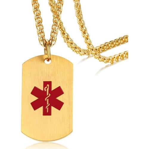 2021 Fashion Titanium Steel Simple Medical Logo Tag Army Card Can Be Engraved DIY Pendant Necklace Suitable For Women And Men
