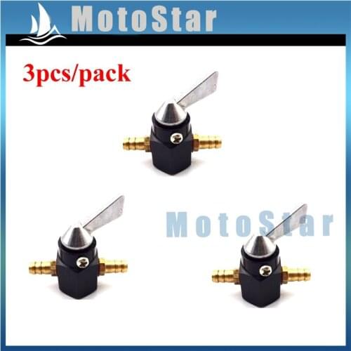 3x 1/4" 6mm Gas Petrol Fuel Tank Tap Inline Petcock Valve Switch For ATV Pit Dirt Motor Bike Motorcycle Motocross