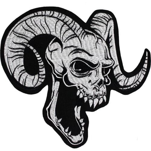 Sheep Skull Design Stickers Iron on Patches DIY for Punk Rock Clothes Biker Jacket Embroidery Applique Badge 5 pieces