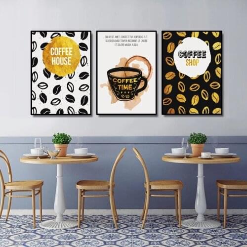 Abstract Wall Art Coffee House Shop Paintings Bean Cup Nordic Canvas Posters and Prints Living Room Bedroom Corridor Decoration