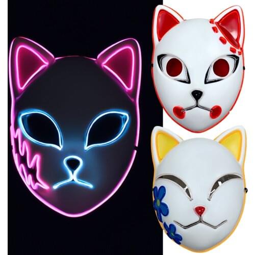 Anime Demon Slayer LED Mask Cosplay Sabito Kamado Makomo Cute Masks Halloween Party Costume Props Neon Tanjirou Mask