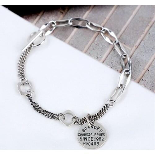 Miuoxion Retro Round Card Letters Asymmetry Bracelet Personality Fashion Jewelry For Women Feature Namour Charm Gift All Seasons