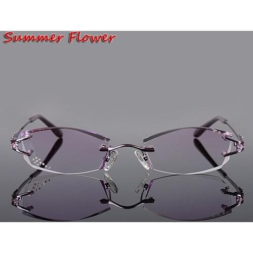 Chashma Brand Eyeglasses Diamond Trimmed Rimless Glasses Titanium Fashionable Lady Eyeglasses Spectacle Frames Women