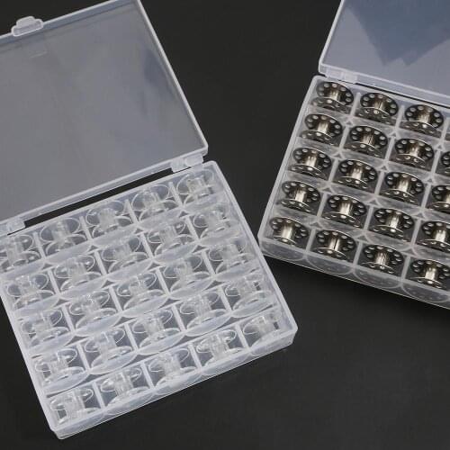 Metal Bobbins Spools Clear Empty Bobbins Spools Sewing Machine Plastic Storage Box Case For Home Sewing Craft Tools Accessories