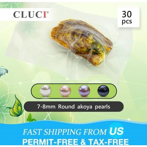 CLUCI 30pcs Wish Pearl Oyster 7-8mm Round Akoya Pearl in Oysters Natural Saltwater Oysters with Pearls WP042SB
