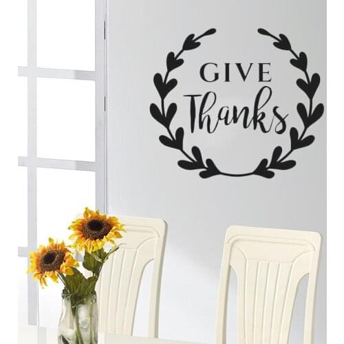 Thanksgiving Wall Decal Quotes Give Thanks Pattern Vinyl Wall Sticker For Kids Rooms Livingroom Home Decor Removable Mural SY454